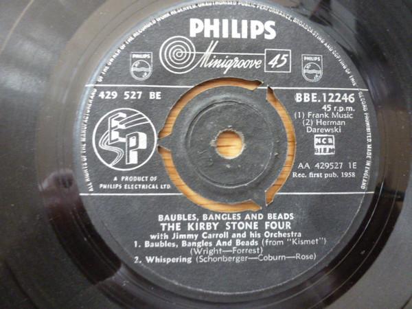 

7inch Record KIRBY STONE FOUR Baubles Bangles And Beads BBE12246 Philips 1958 UK Pop Used