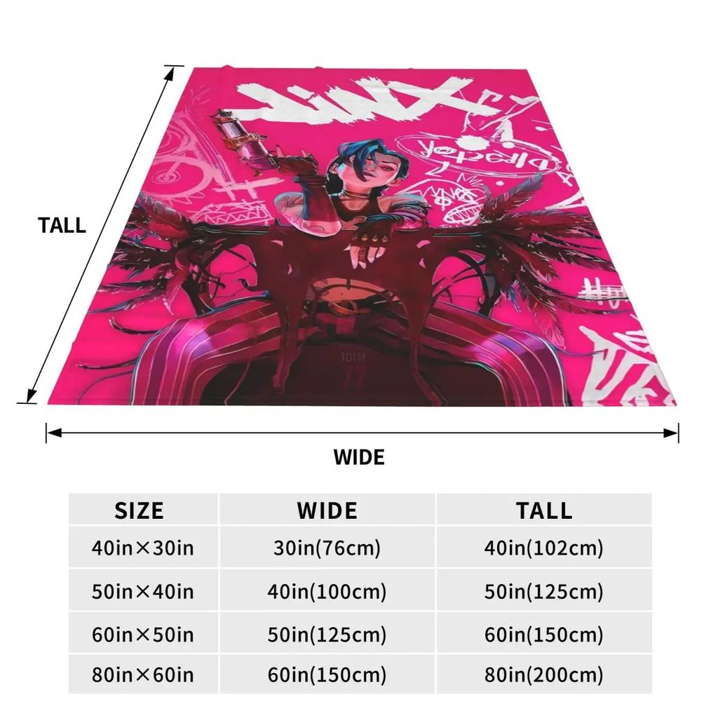 Arcane League Jinx Graphs Blanket Quality Super Warm Throw Blanket Winter Camping Home Decor Print Bedspread