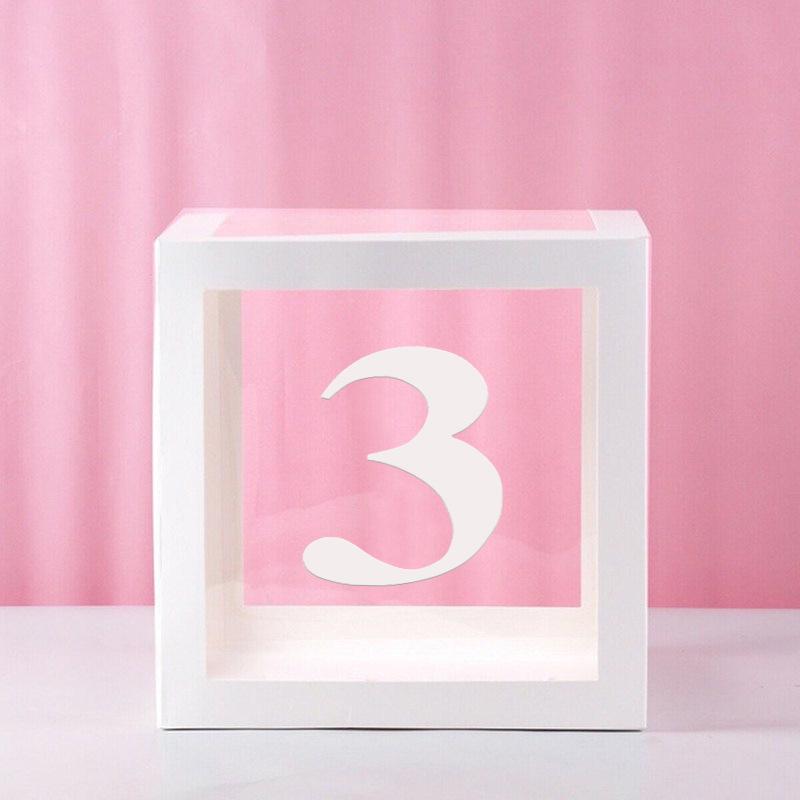 Clear Balloon Box with 26 White Letters for Birthday Party and Baby's First Birthday Decoration