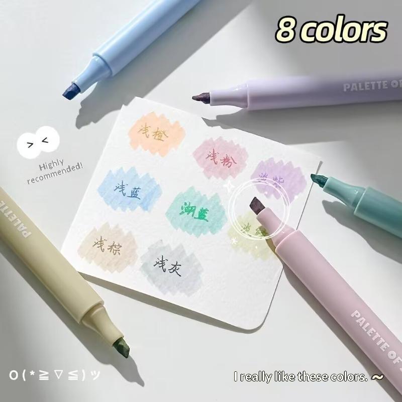 8Pcs Aesthetic Pastel Highlighters No Bleed Fast Dry Chisel Tip Morandi Colors For Study Journaling