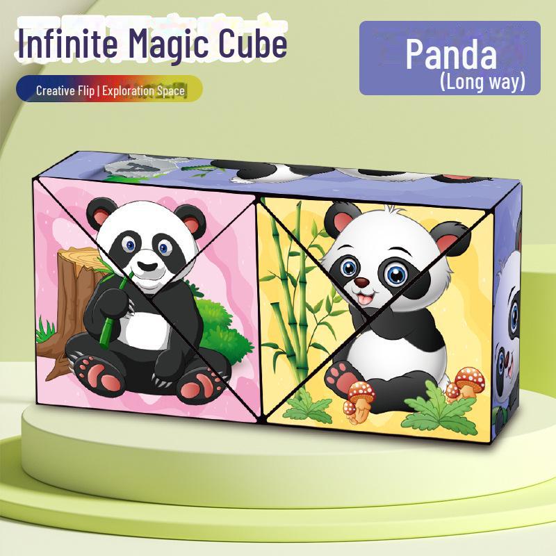 Panda Pattern 3D Magic Cube - Geometric Building Blocks for Creative Play & Learning