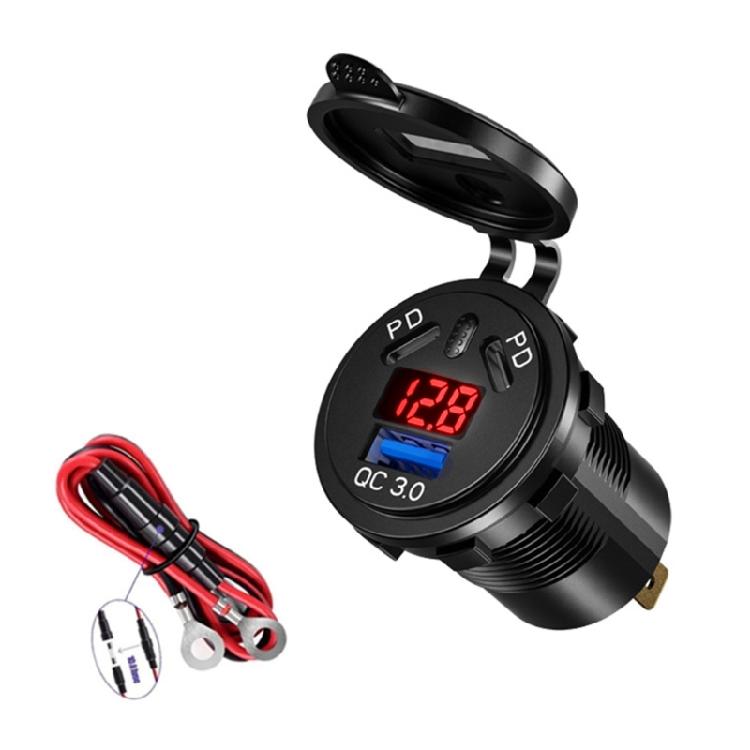 45W USB C Quick Charger 18W USB Charger Socket Waterproof with LED Voltmeter for Car Boats Marine Bus Truck Motorcycle