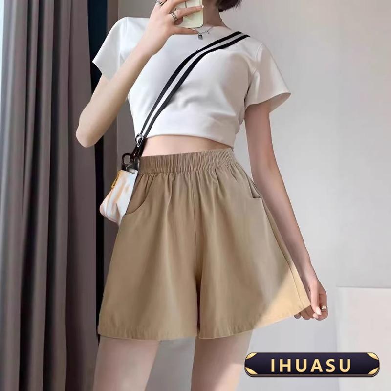 IHUASU Pantalones y Pantalones Cortos Casuales de Moda para Mujer Estampado de Color Sólido Elegantes