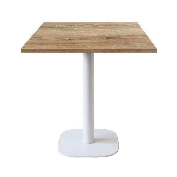 Table - Round - 70 x 70 cm - Bois aggloméré - Pied blanc en fonte thermolaquée