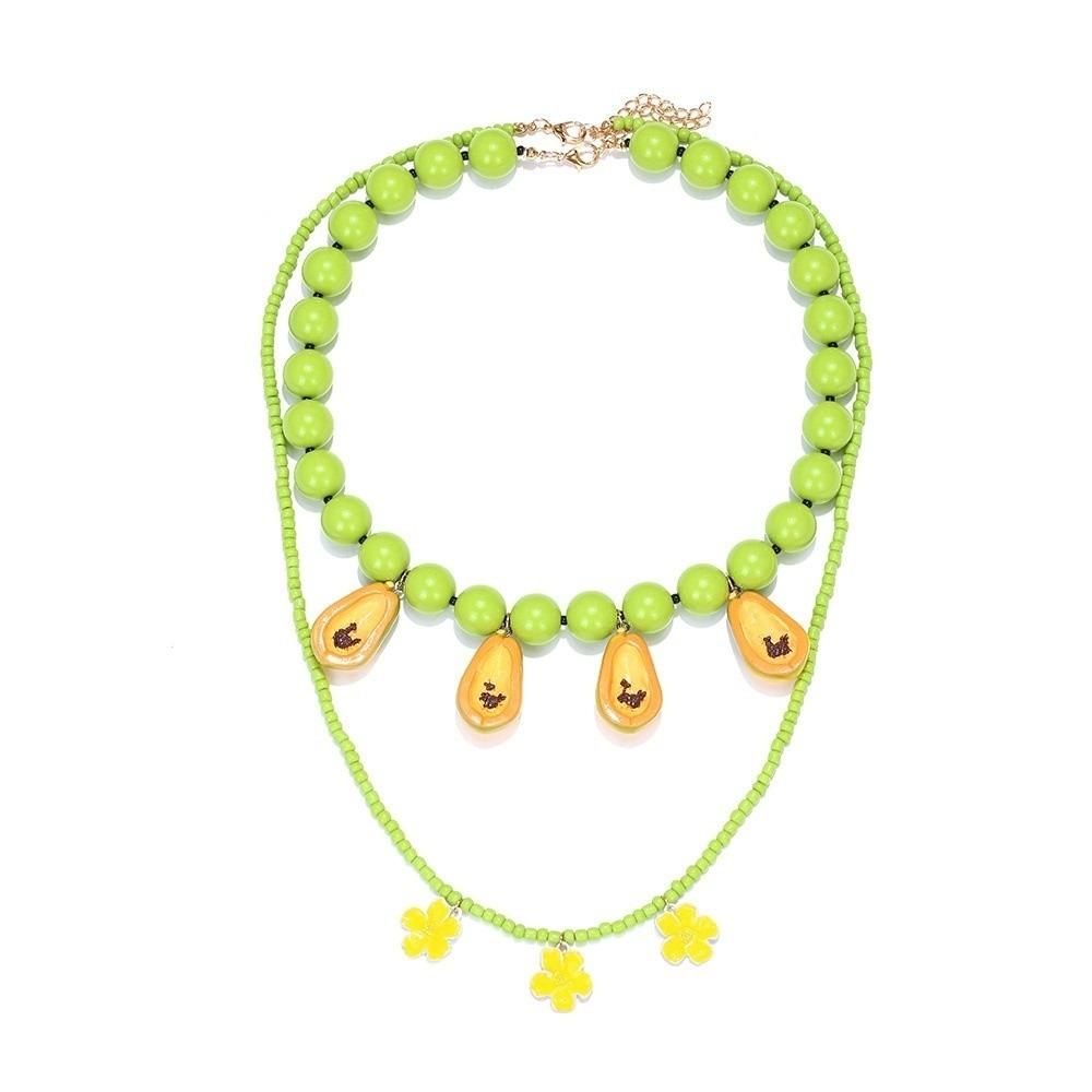 Resin Beaded Necklace Stackable Pendant Necklace Unique Papaya Fruit Necklace Party
