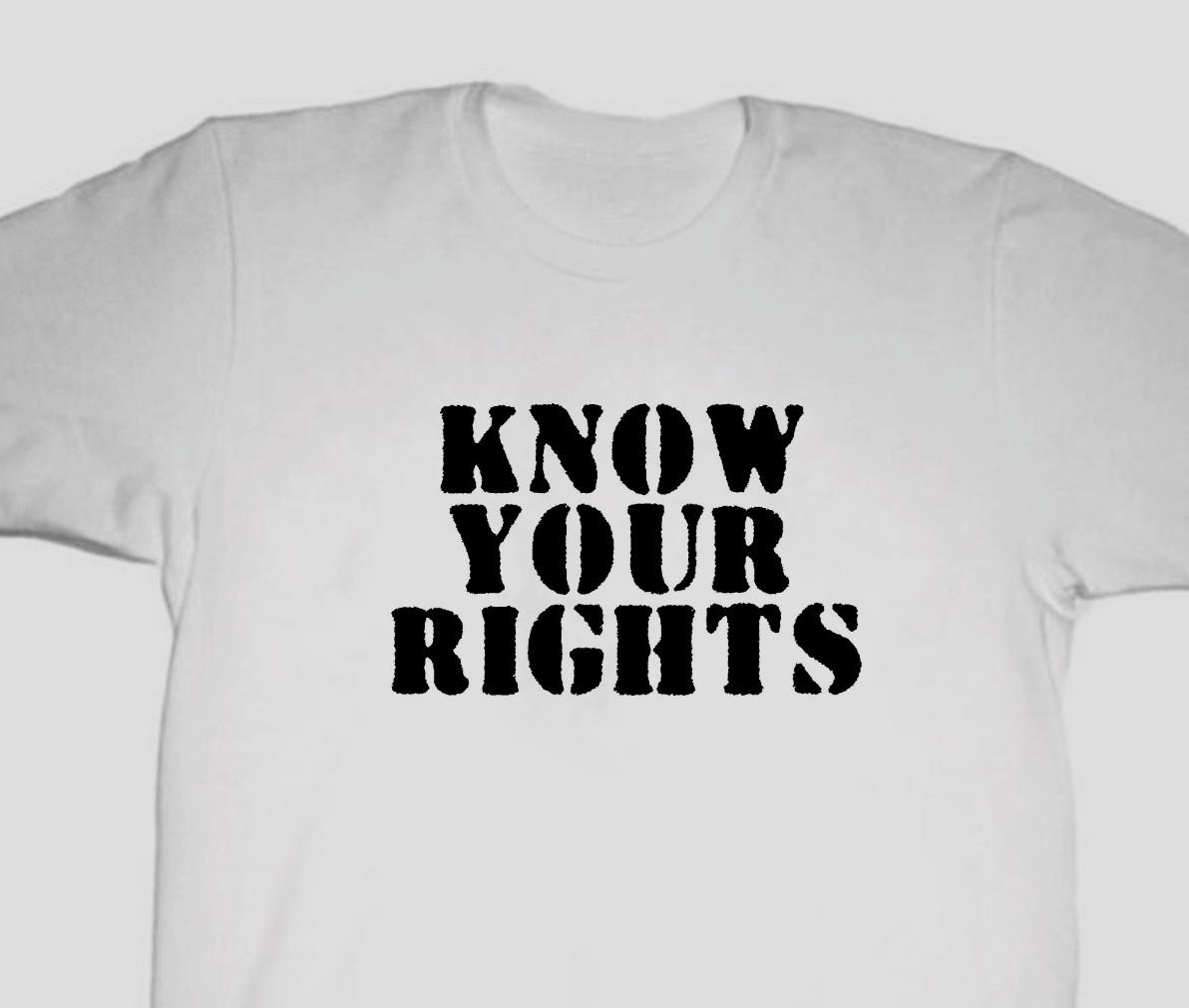 

Know your Rights Punk T Shirt Mens Womens Tees Top, Music band rock punk roll Unisex Shirt S
