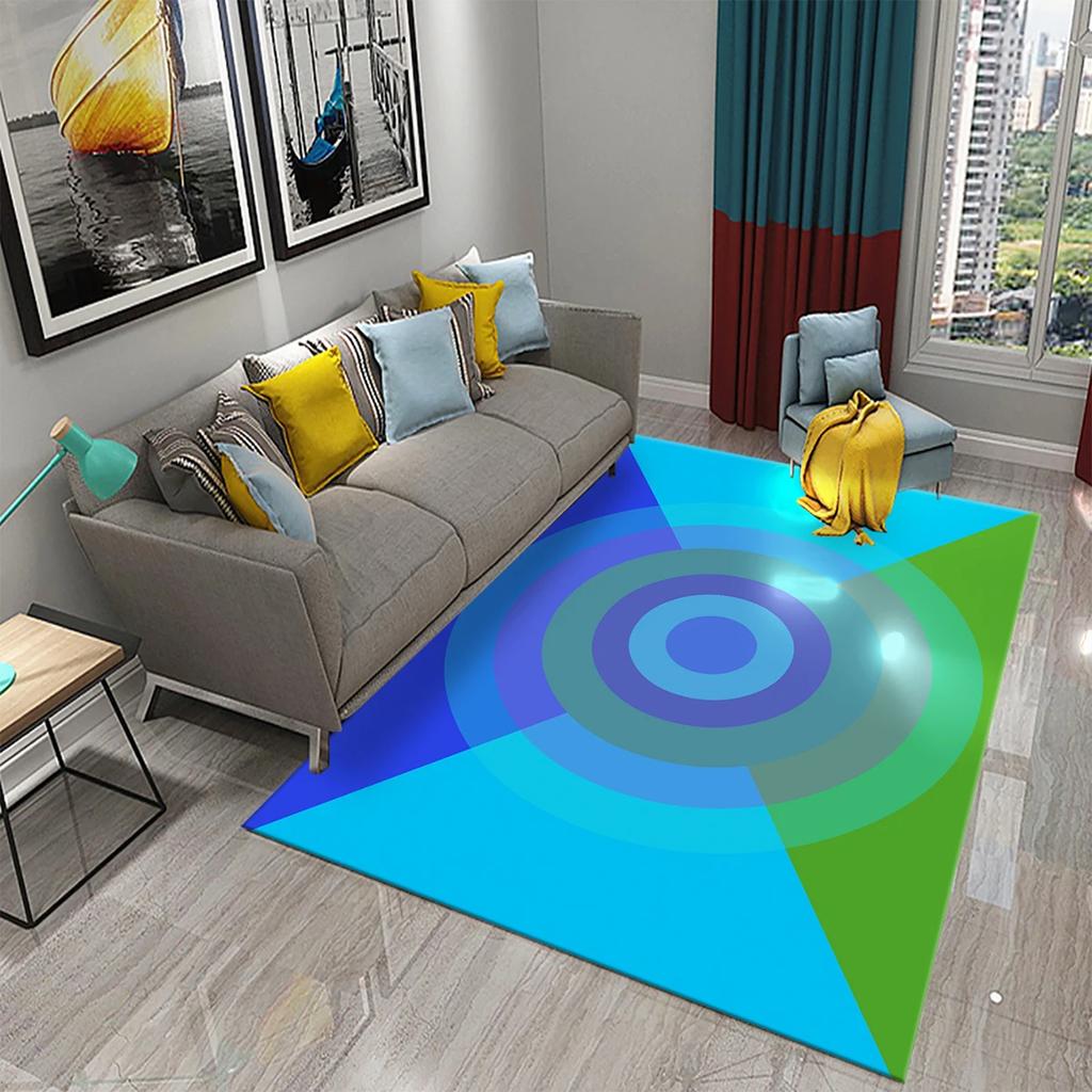 Colorful Lines Circle Geometry Texture Carpet for Bathroom Kitchen Entrance Doormats Anti-slip Rugs Bedroom Decor Floor Carpet