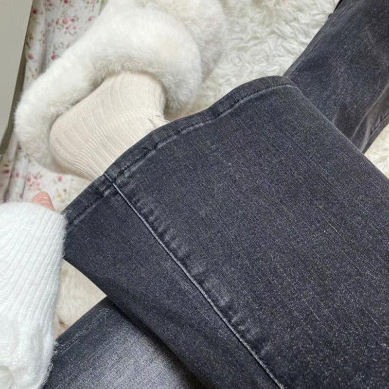 Spring and Autumn Women's Jeans Slim Micro Flare Jeans Vintage Spice Girls Stretch Long Pants Denim Jeans