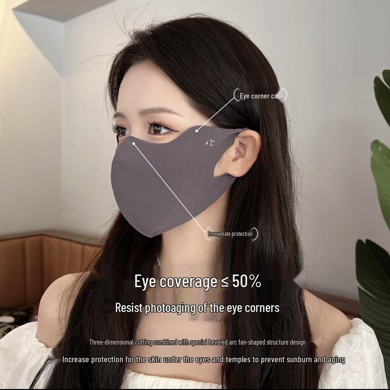 Summer UPF50+ 3D Eye Protection Ice Silk Sunscreen Mask - Washable & UV Shield Fashion Mask