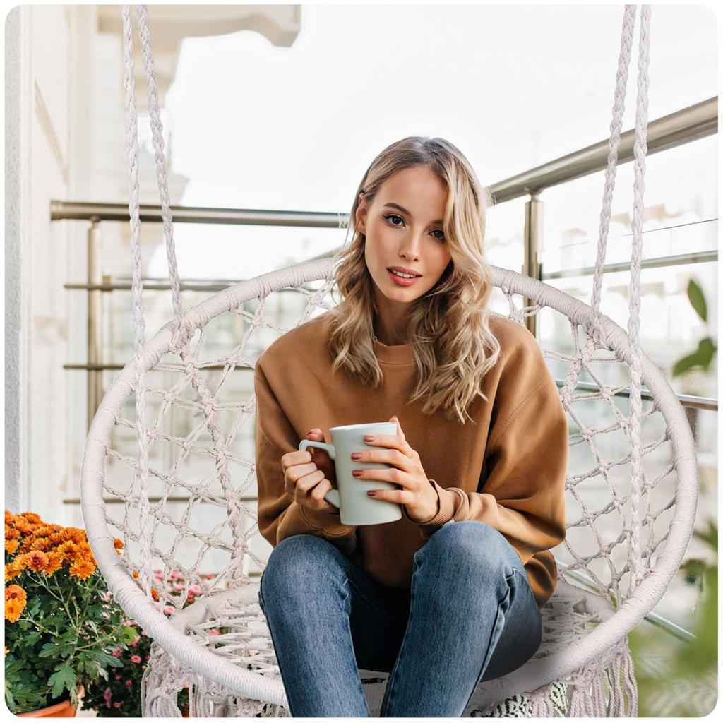 Hanging Garden Swing Chair Boho Beige