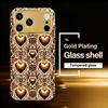 Gold Heart Pattern Prin fashion phone cases phone case fundas carcasa Glass Phone Case for iPhone 17 16 15 14 13 12pm Pro Plus