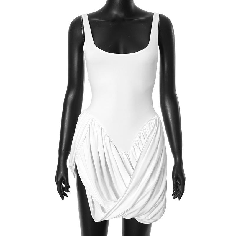 Sexy Women High Split Fashion Party Evening Night Club Wrap Y2K White Dress Summer Sleeveless Casual Beach Dresses