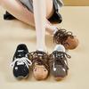 Women Round Toe Leopard Print Flat Lace-up German Training Lace Up Casual Sport Shoes Outdoor Running Vulcanized Shoe
