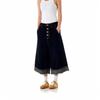 American Retro Patchwork Raw Edge Wide-Leg Culottes for Women
