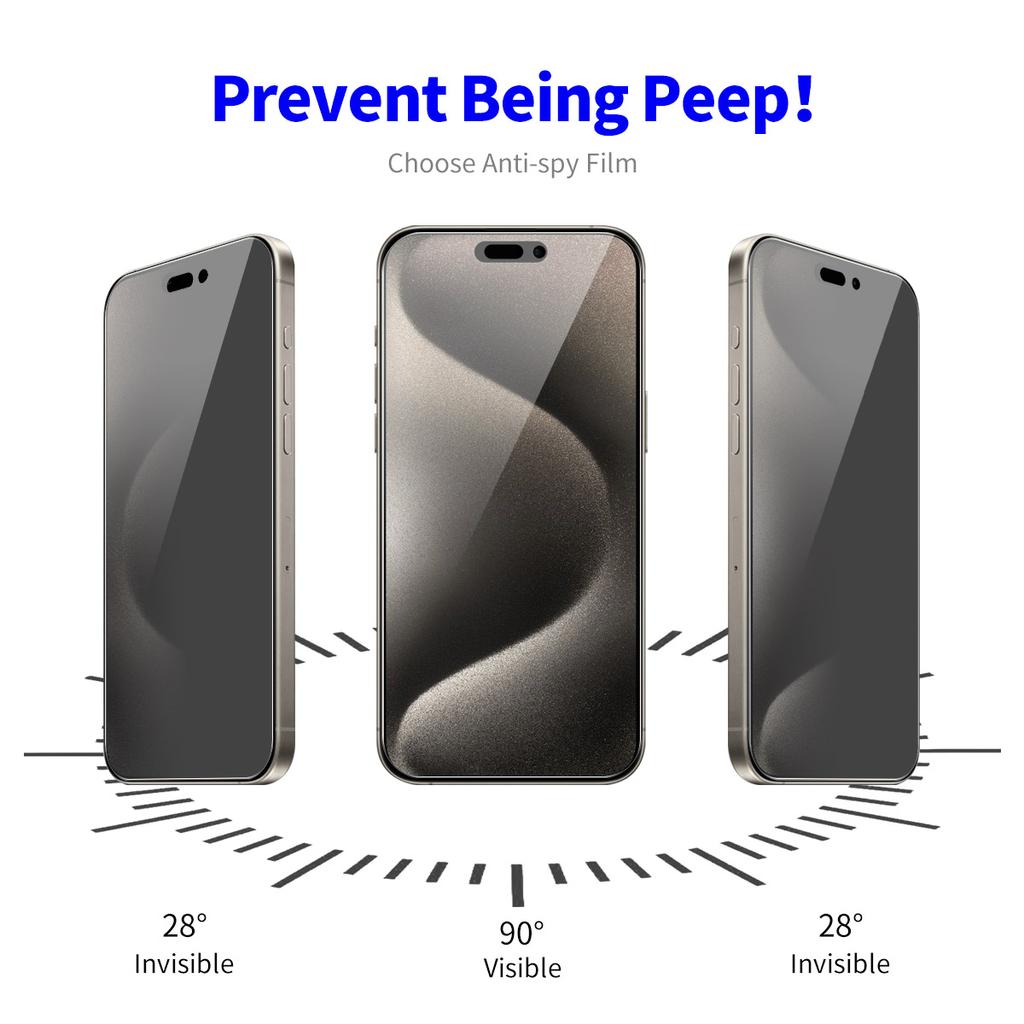ENKAY HAT PRINCE For iPhone 16 Pro Tempered Glass Film Anti-Spy Privacy Protection Screen Protector