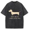 Vintage Washed Acid T-Shirt Summer Holiday Oversized Dachshund Printed Dropped Shoulder Short Sleeve Tees Man Clothings