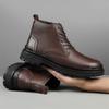 Lyxmärke Vintage Herr Motorcykelstövlar Nötskinn Läder Ankelstövlar Hög Kvalitet Ankelvarma Plyschpäls Vinterskor Sneakers