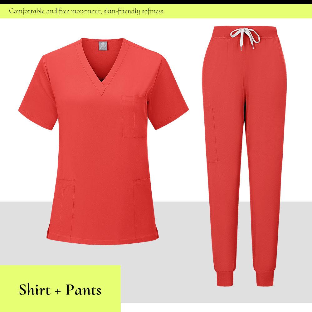 Ready-To-Ship: TEM Women's Scrub Set - 13 Colors, Four-Way Stretch, Short Sleeve, Long Pants