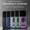 KEYSION Shockproof Armor Case for Xiaomi 15T Pro 5G Slide Camera Protection Metal Ring Stand Phone Back Cover for Xiaomi 15T 5G