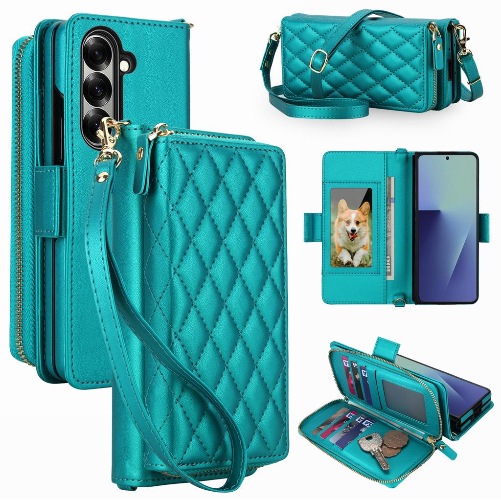 Fashion Elegant Crossbody Wallet Cards Solt Leather Case for Samsung Z Fold 3 4 5 6 7 Book Kickstand Shockproof Skin Feel Cover