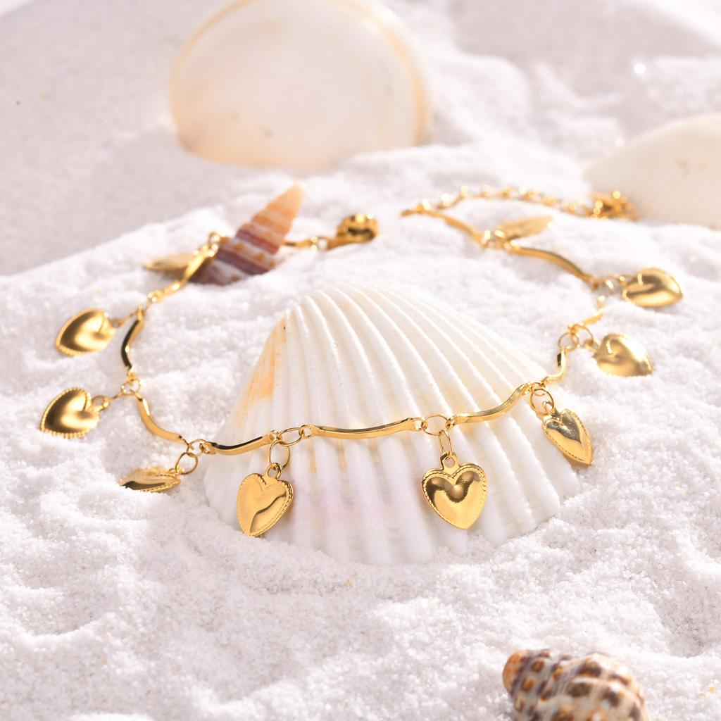 Stainless Steel Anklet for Women Gold Color Mini Heart Chain Anklet Bracelets Leg Accessories Beach Party Foot Jewelry
