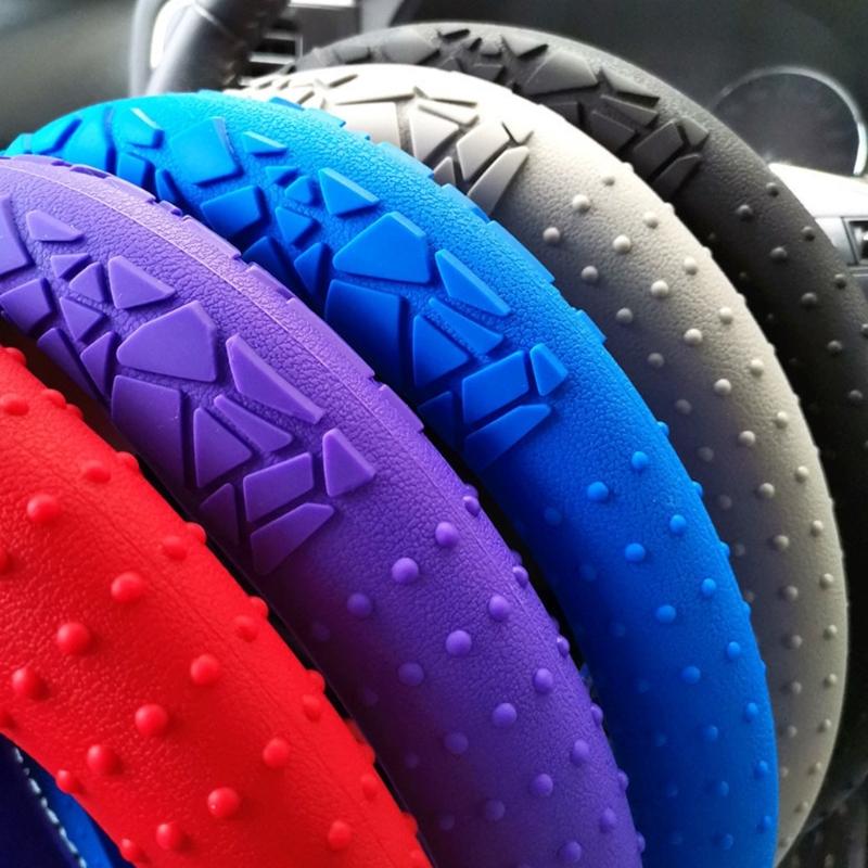 Car Steering Wheel Protector Covers 15inch Anti Slip Cover Elastic Geometric Pattern Cover Silicone Car Accessories