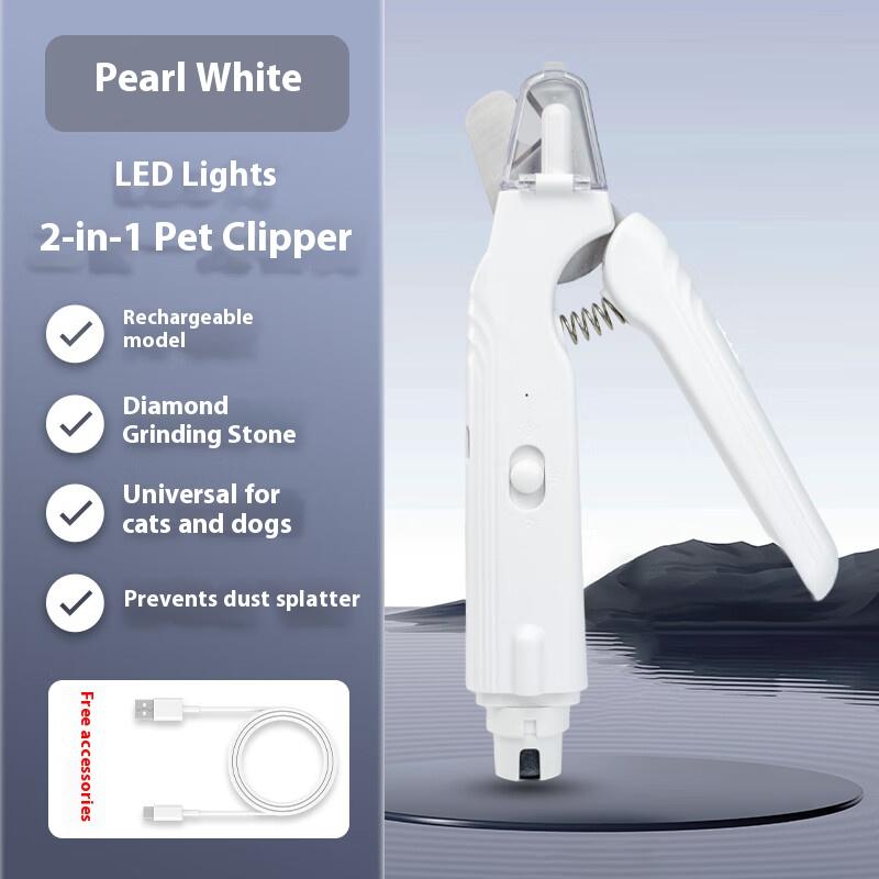 

Беспроводная машинка для стрижки и шлифовки когтей питомцев с защитой от брызг - 2-в-1, USB-перезаряжаемая, со светодиодной подсветкой жемчужина белый