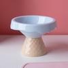 1pc ceramic cat bowl, pet bowl, ice cream bowl, high foot slanted mouth, neck protection, anti knock cat and dog bowl