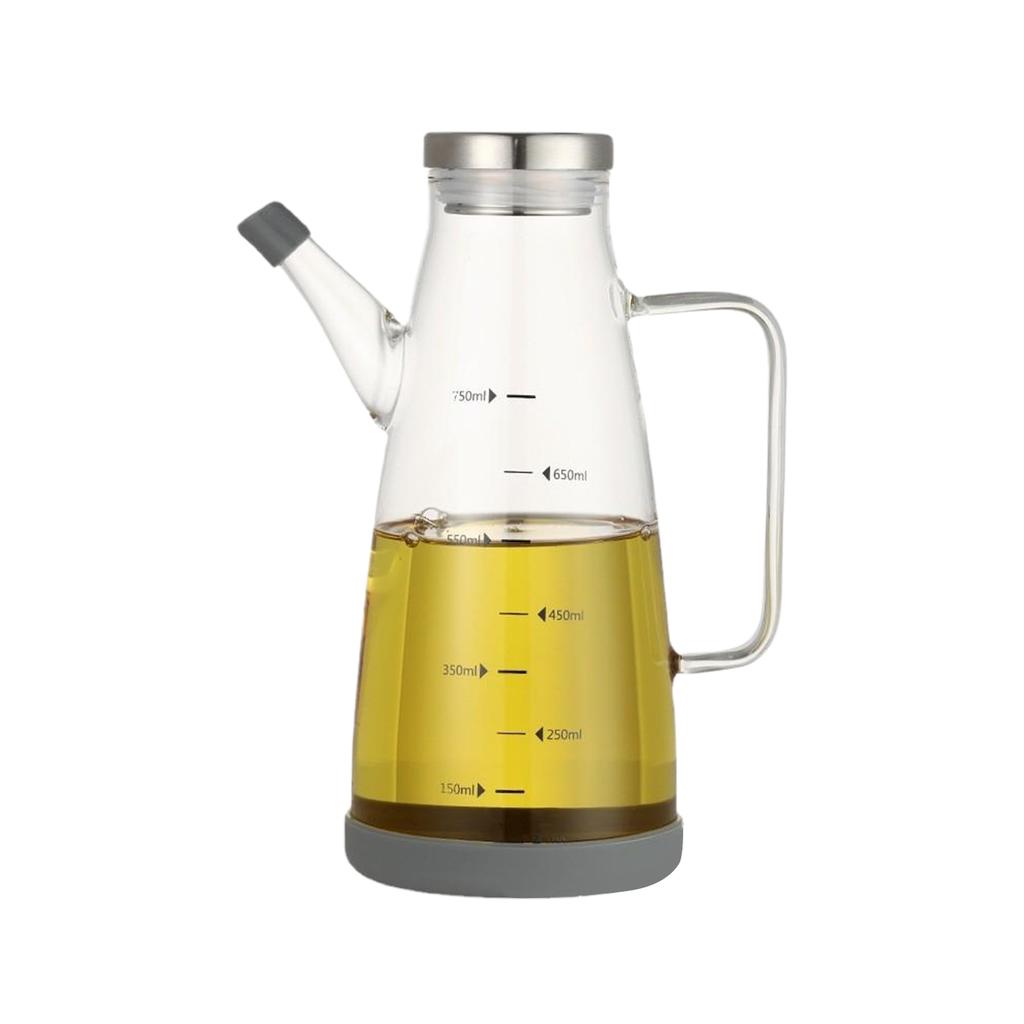 550/750/1000ml Große High-Borosilikatglas-Ölflasche für Speiseöl und Essig Spender Karaffe mit rutschfester Silikonbasis