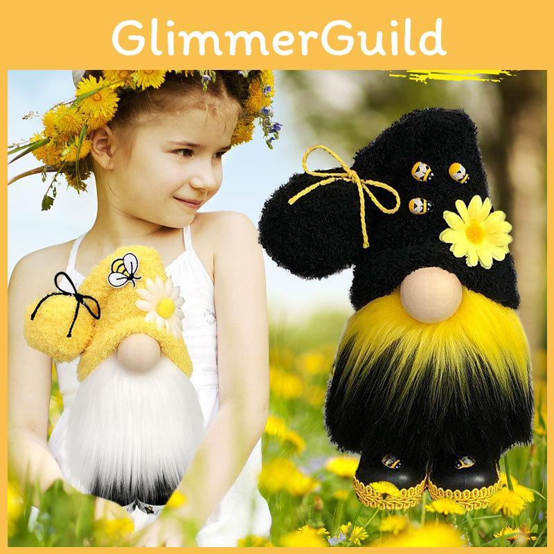 Bumble Bee Nordic Gnome Gonk Tomte Sunflower Plush Doll Ornament Decor Adorable Size With Black Yellow Colors