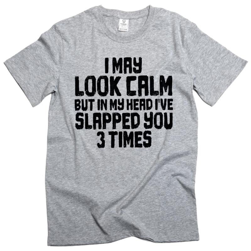 Unisexs Funny Look Calm But Slapped You 3 Times Tshirt Humorous Novelty Tees