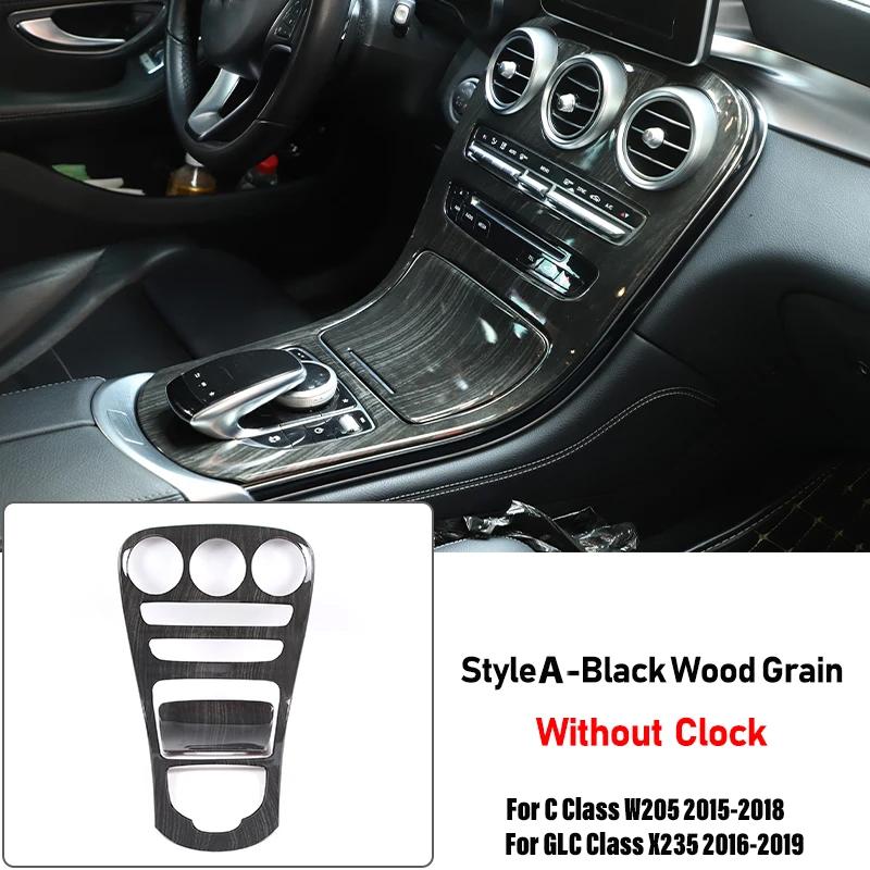 ABS Car Center Console Gear Shift Panel Cover Trim Sticker For Mercedes Benz C GLC Class W205 X235 2015-2021 Auto Accessories