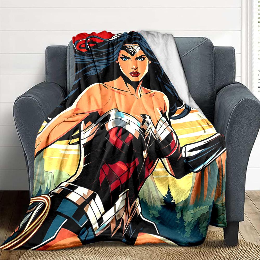 1pc Wonder Woman, Superhero Flannel Throw Blanket Soft, Warm & Cozy for Couch, Bed, Office, and Travel Versatile All Season Gift, Christmas present