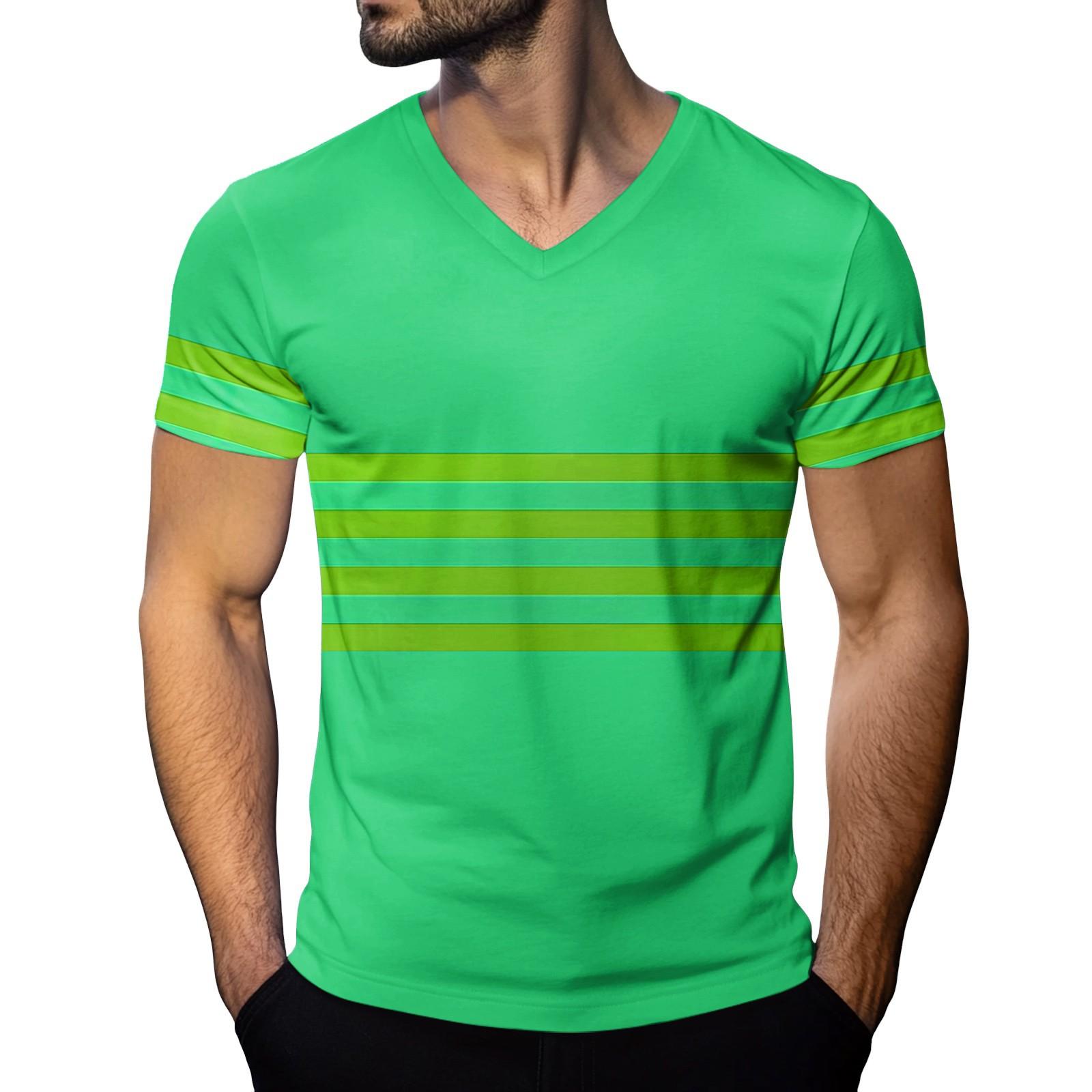 Мужская модная футболка с коротким рукавом и V-образным вырезом M светло-зеленый