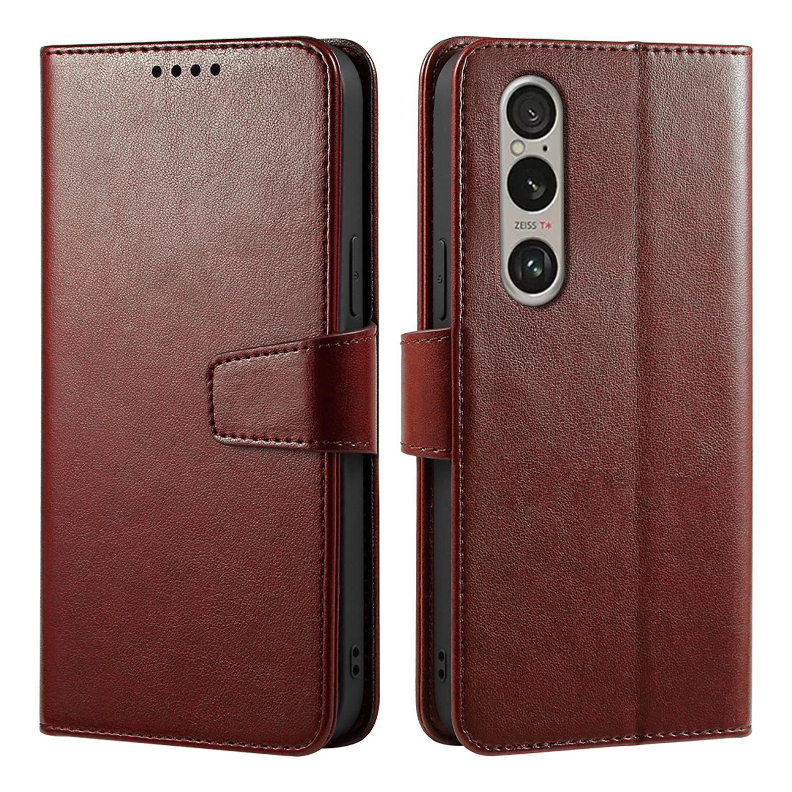

For Sony Xperia 1 VI Case Stand Card Holder Wallet Leather Phone Cover Brown