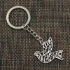 Fashion 30mm Key Ring Metal Key Chain Keychain Jewelry Antique Bronze   Plated Hollow Peace Dove 36x32mm Pendant