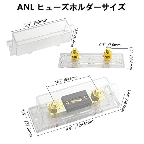 WMYCONGCONG Car ANL Fuse Holder with 100A ANL Fuse 0/2/4 Gauge for Automotive Motorcycle Car Audio Amplifier, Gold Plated (100A)