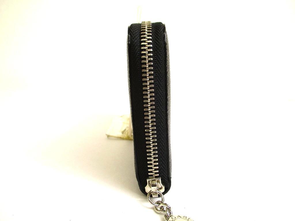 Authentic BVLGARI BVLGARIBVLGARI Black Leather Round Zip Long Wallet #a970  Pre-owned