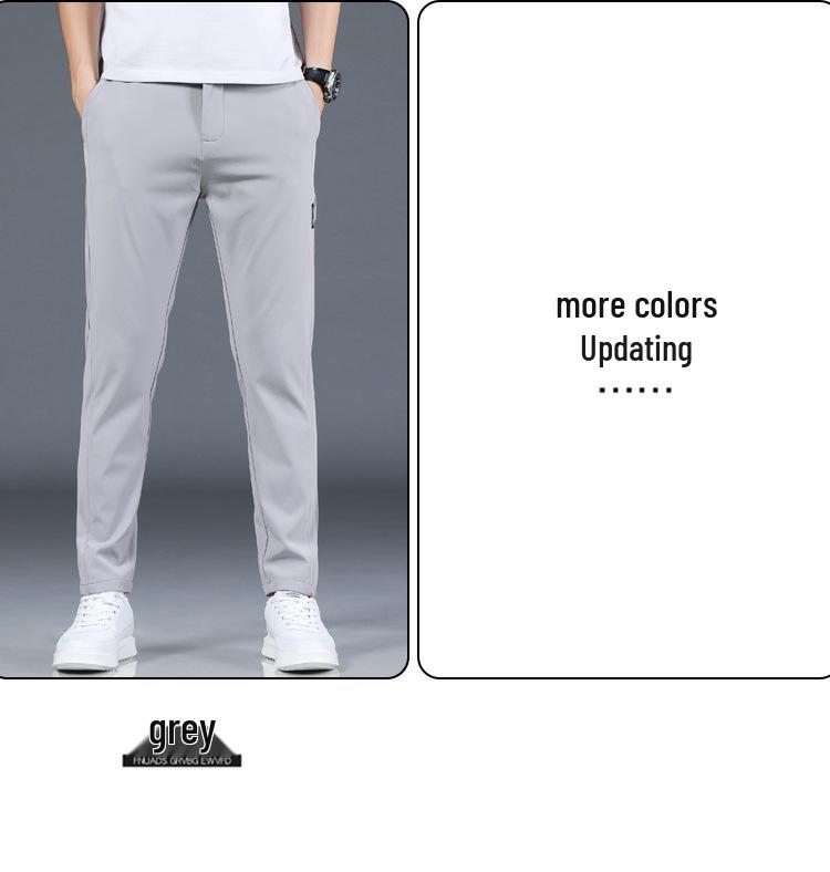 Men's Summer Thin Ice Silk Straight-Leg Casual Pants – Breathable, Fashionable Trousers.
