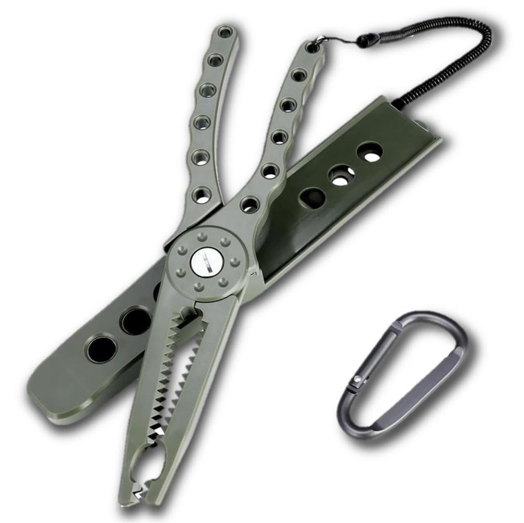 APAGAI Fish Crocodile Fish Fish Fishing Fishing Carabiner with Dedicated Fishing Tackle Catcher, Grip, Catch, Clip, Pliers, Grip, Holder, (Earth Gray)