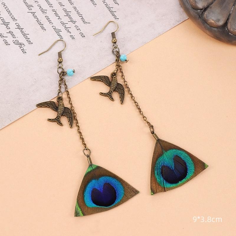 Unique Exaggerate Feather Earrings Creative Feathers Long Earrings Trendy Boho Big Earrings Women Statement Jewelry Wholesale