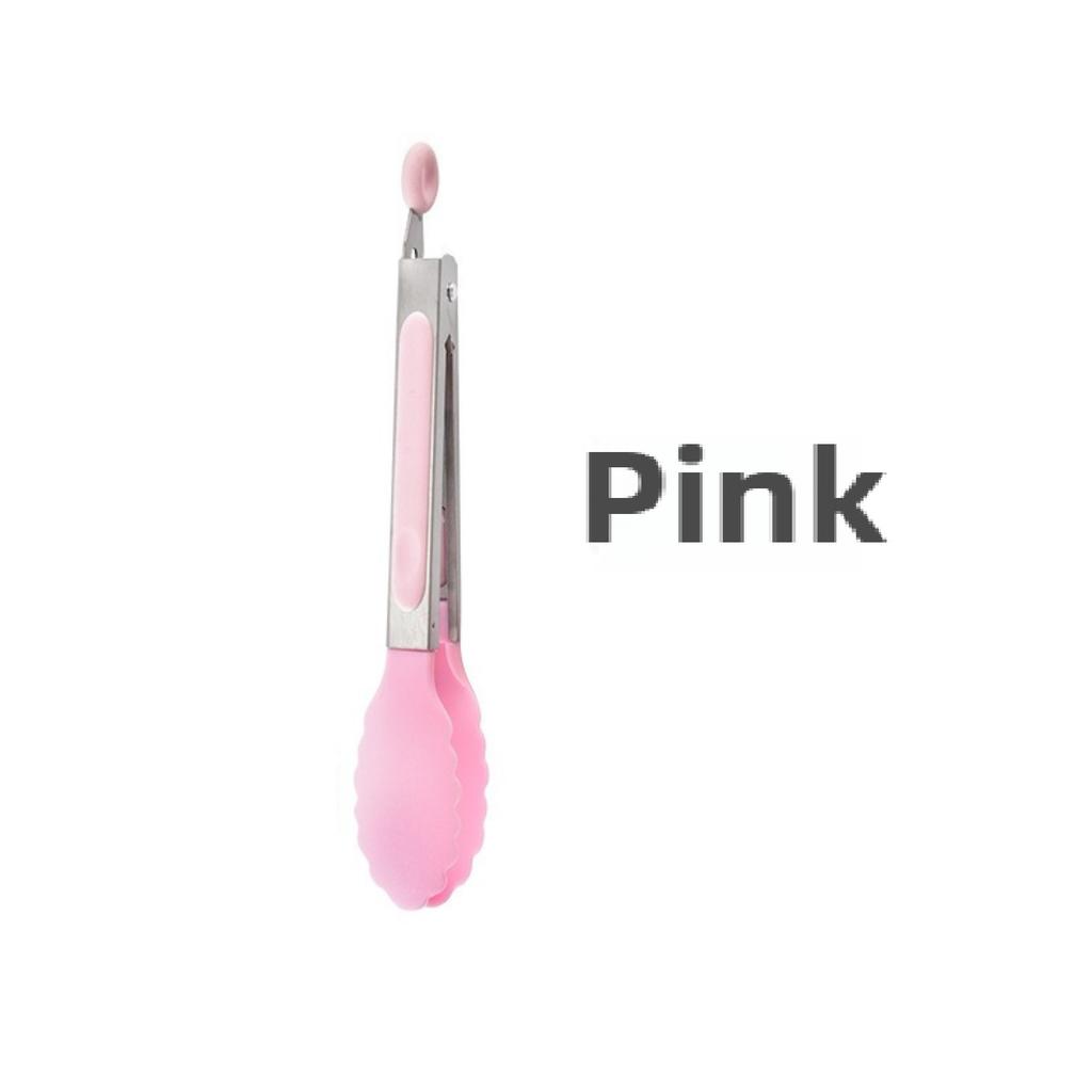 Cooking Silicone Tongs Non-slip Easy Grip Stainless Steel Salad Clips Heat-resistant Non-Stick Food Grade BBQ Tong Kitchen Tools