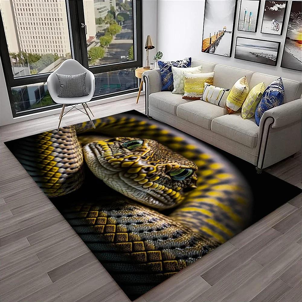 3D Gothic Schlange Schlangen Python Viper Teppich Teppich für Zuhause Wohnzimmer Schlafzimmer Sofa Fußmatte Dekor, Kinder Teppich Rutschfeste Bodenmatte