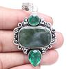 Pendant Shiney Labradorite Peridot Quartz Gemstone Silver Jewelry 2.5"