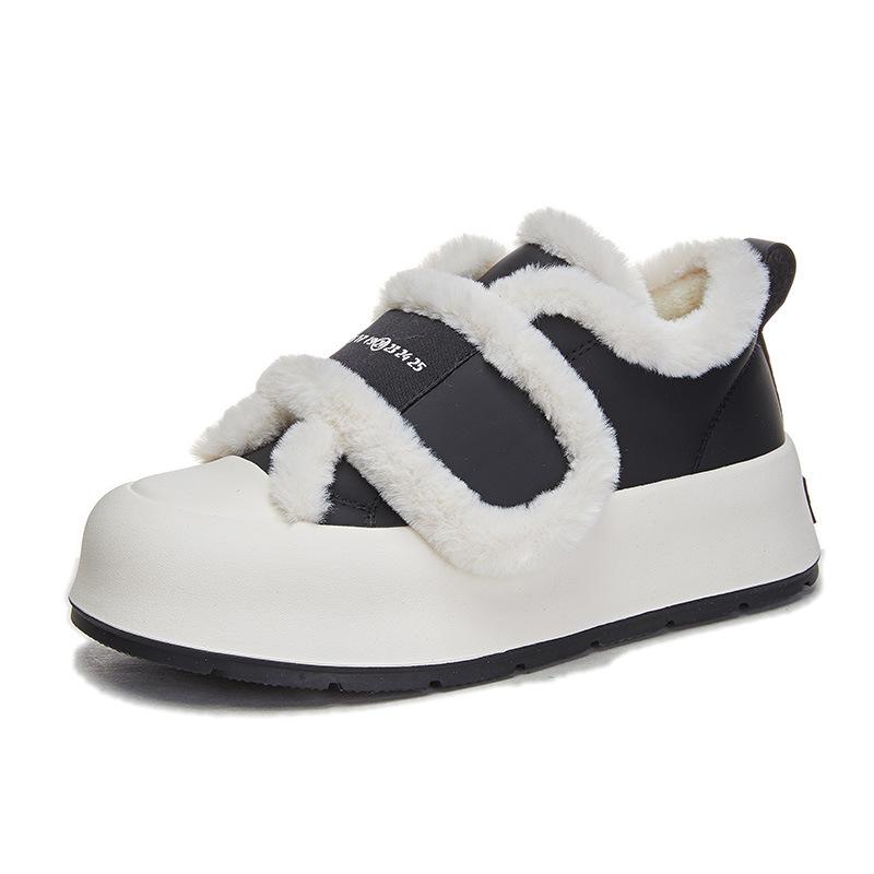 Plush Little White Shoes Women's 2025 Winter New Thick-soled Warm Velcro Women's Shoes Fashionable Versatile Casual Single Shoes