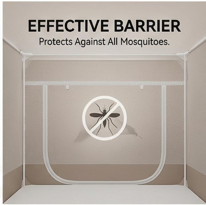 Plasă de țânțari cu montaj ușor, acoperire completă, baldachin pentru pat, plasă respirabilă cu suport stabil, pentru protecția dormitorului împotriva insectelor