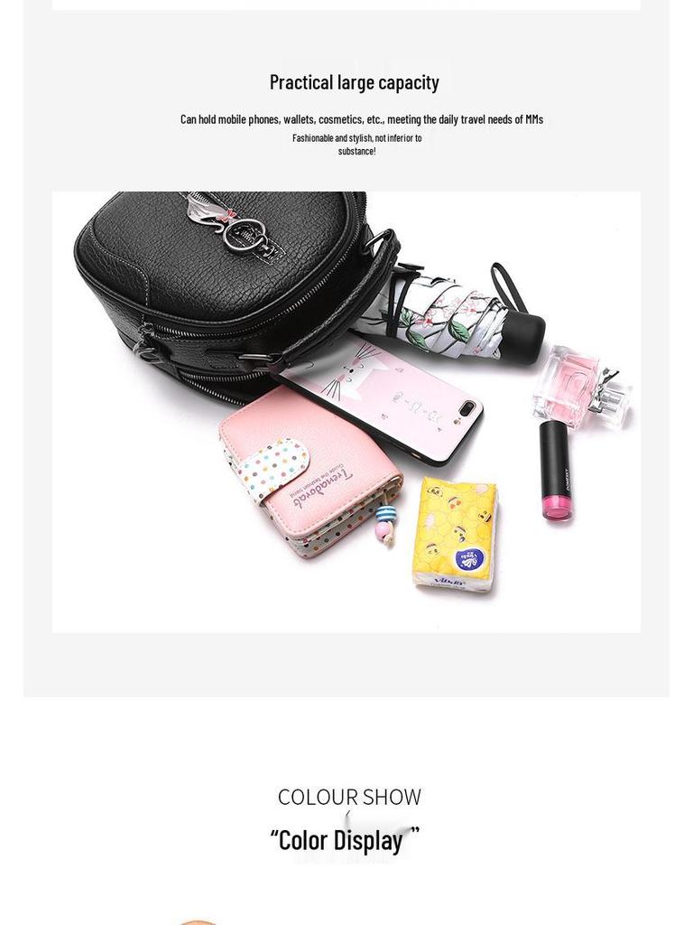 2024 Fashion Women's Small Round Crossbody Bag with Cute Pendant