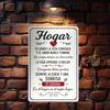 Of  Spanish Home Is the Most Beautiful Place Metal Sign Antique Style Wall Decoration with Red Heart and Vortex Embellishme