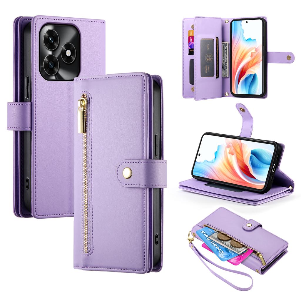 Leather Case For Honor X5c Plus 4G / X5c 4G / Play10A 4G Zipper Pocket Wallet Phone Cover with Straps