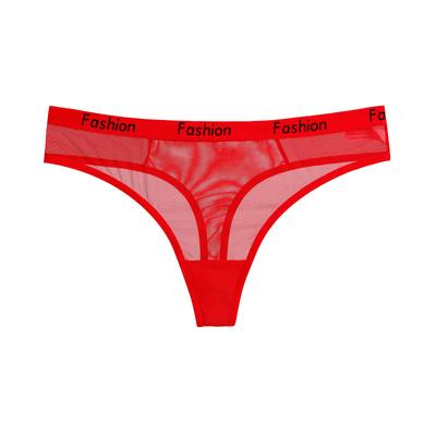 Biancheria intima da donna, slip in rete trasparente sexy, lettere stampate sportive, vita bassa, senza cuciture, perizoma a triangolo da donna